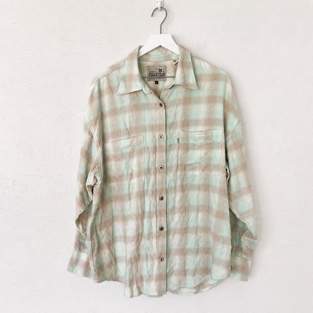 Levi’s SilverTab Pastel Plaid Cotton Button Down Shirt Men’s XL